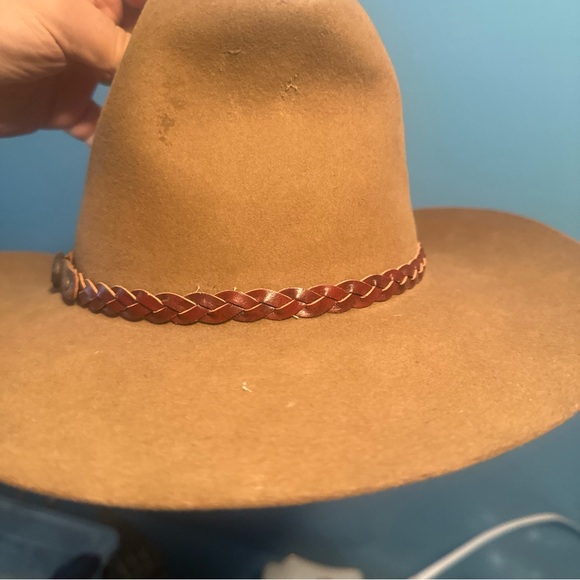RESISTOL self conforming Classic Western Cowboy Hat with Braided Band - Tan - Picture 7 of 11